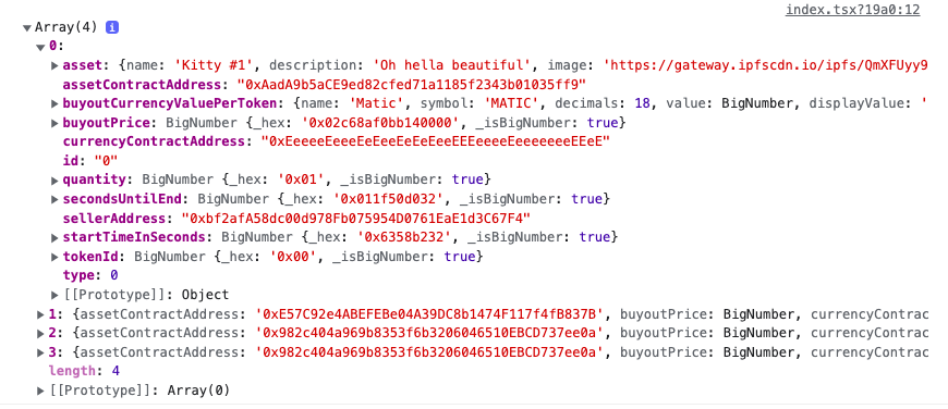 Developer Console NFT Data