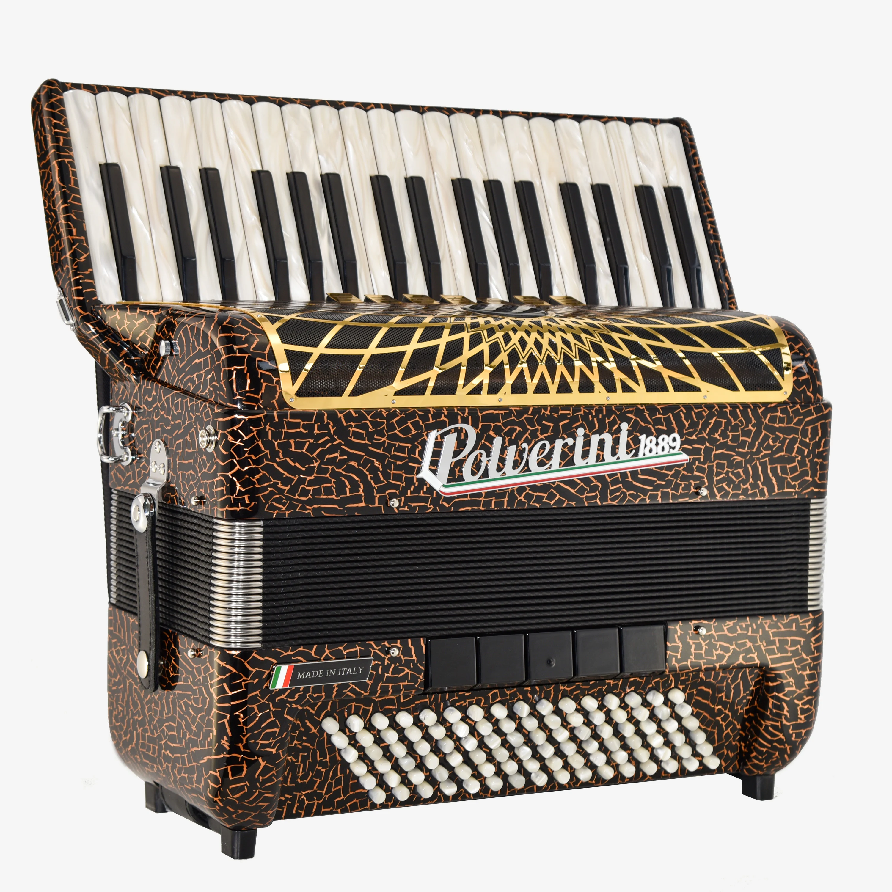 Mini 96S accordion leopard - angled view