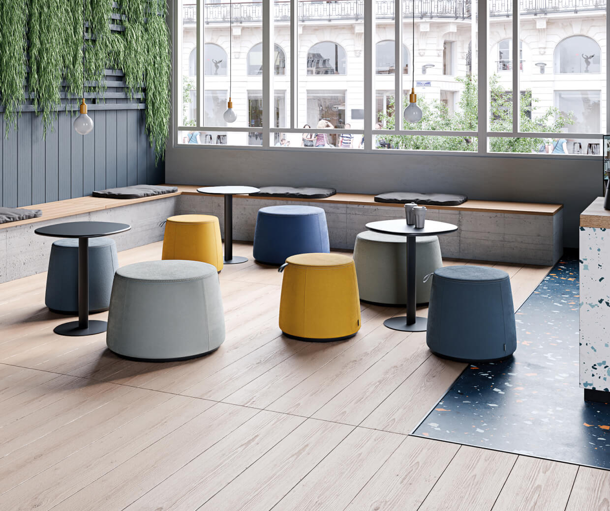 Pouf de qualité et confortable pour espaces de détente Co-working ou salle d'attente 