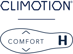 Climotion Comfort H Logo in dunkelblauem Design auf weißem Hintergrund