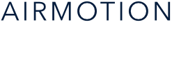 AIRMOTION-Logo in schwarzen Großbuchstaben auf weißem Hintergrund