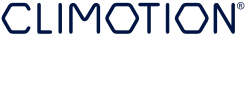 Logo CLIMOTION in lettere maiuscole blu scuro su sfondo bianco