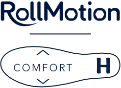 Logo RollMotion con marchio Comfort H sulla forma stilizzata della suola