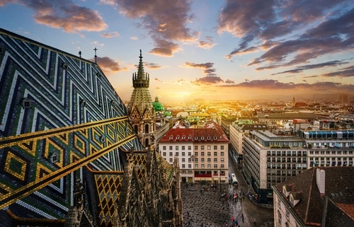 View of Vienna from the roof of St. Stephen's Cathedral, Vienna, Austria