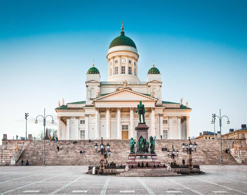 Helsinki - Beautiful view of famous Helsinki Cathedral in beautiful evening light, Helsinki, Finland Landscape