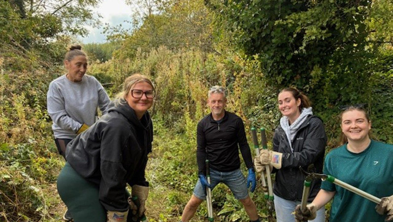 The Property and Commercial Team at Birmingham Airport volunteering at Castle Bromwich Historic Gardens.