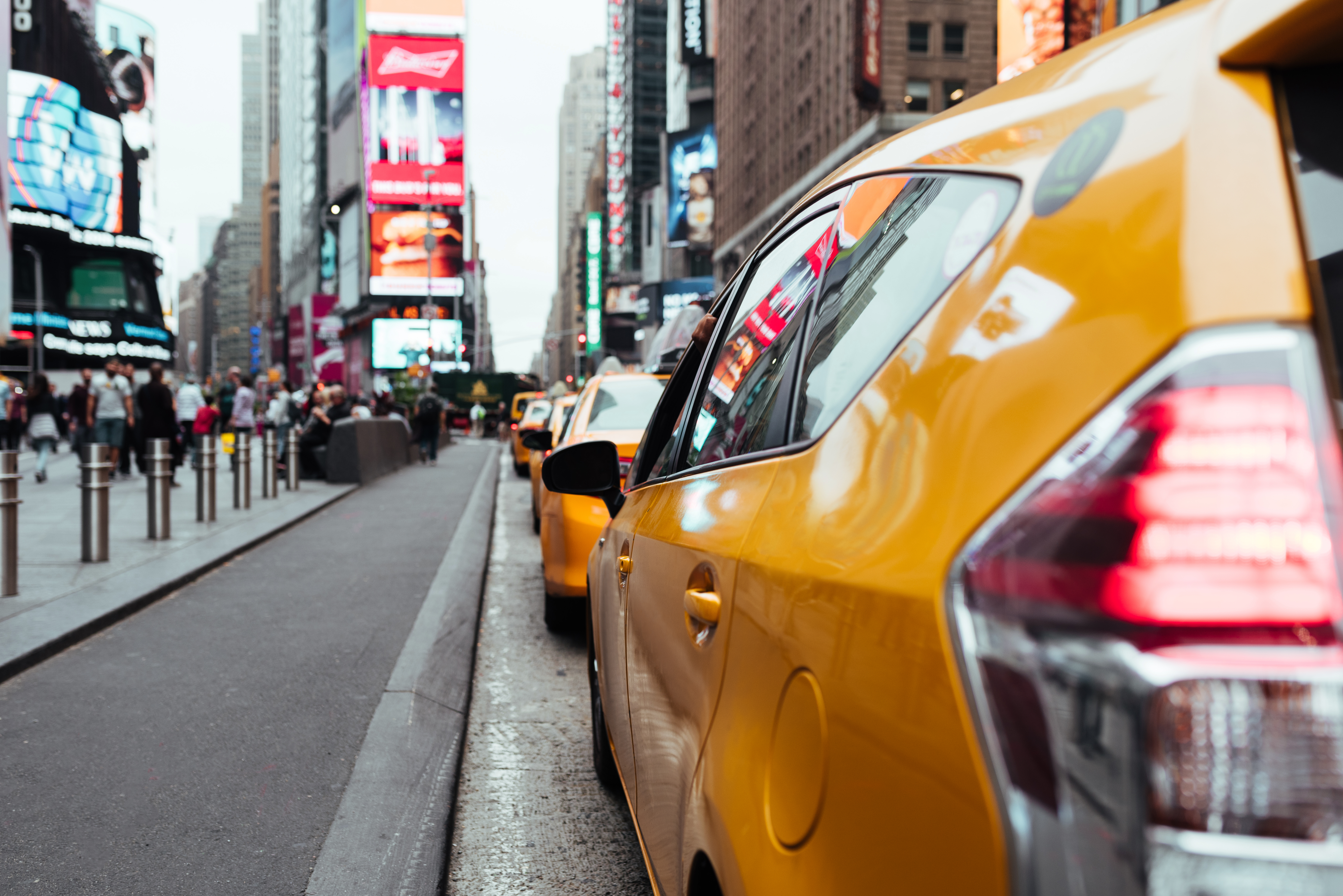 New York - Taxi cabs on busy Time Square road Landscape