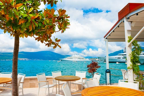 Beautiful sea promenade in Tivat, Montenegro.