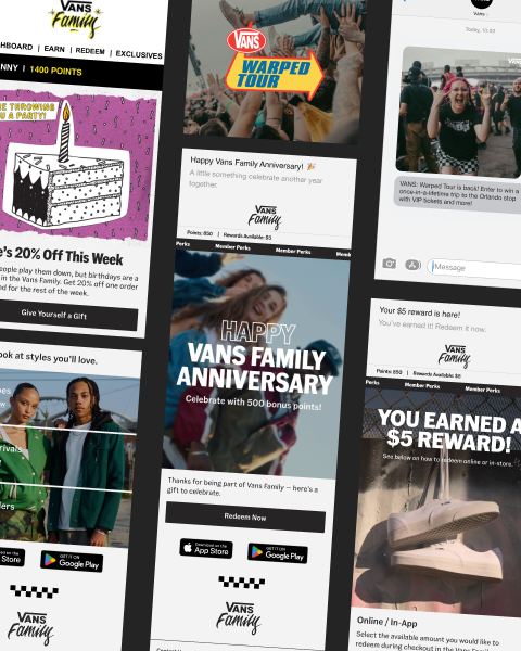 Collage of Vans dotcom imagery and comps