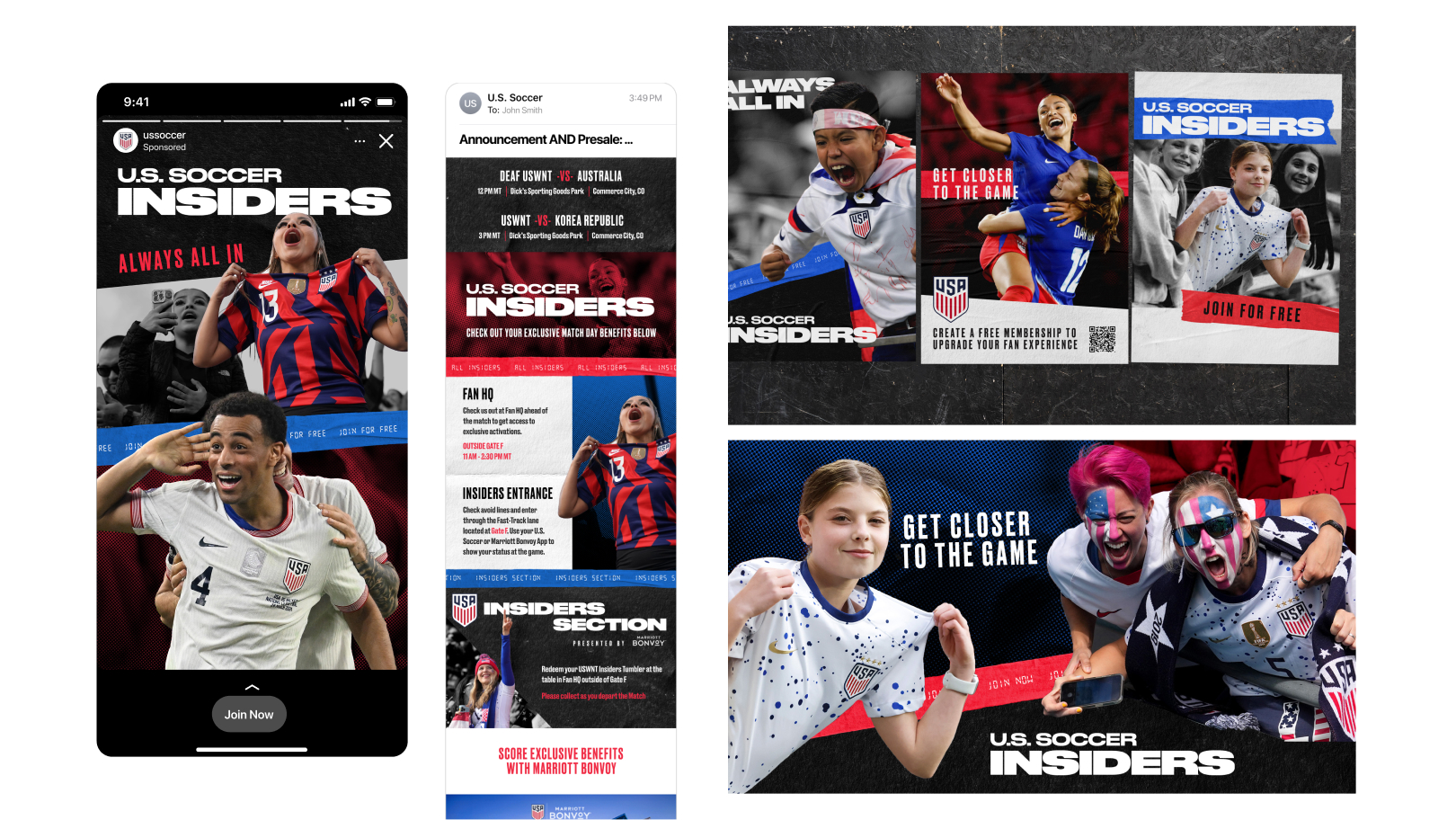 Collage of US Soccer Insiders creative asset examples.