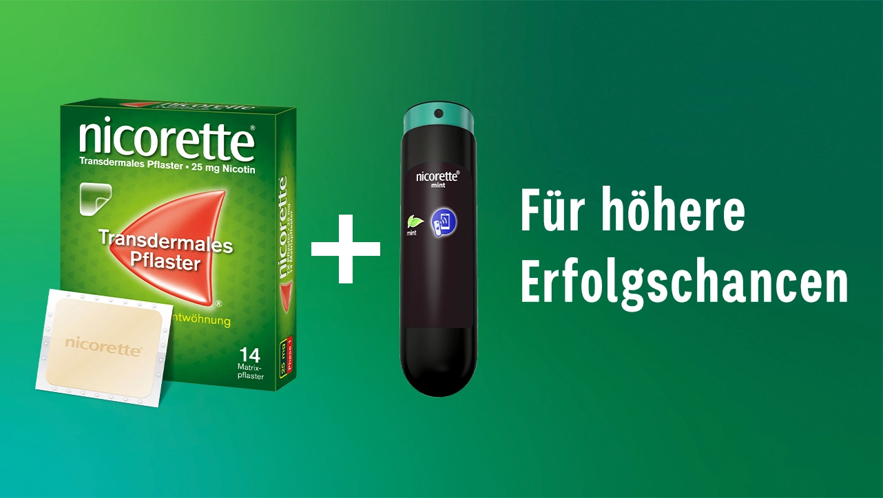 nicorette® Kombi Therapie: Nikotinpflaster + Nikotinspray für höhere Erfolgschancen