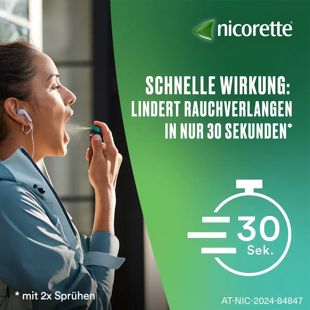 Nicorette Spray - Schnelle Wirkung - lindert das Rauchverlangen in nur 30 Sekunden mit 2 mal Sprühen