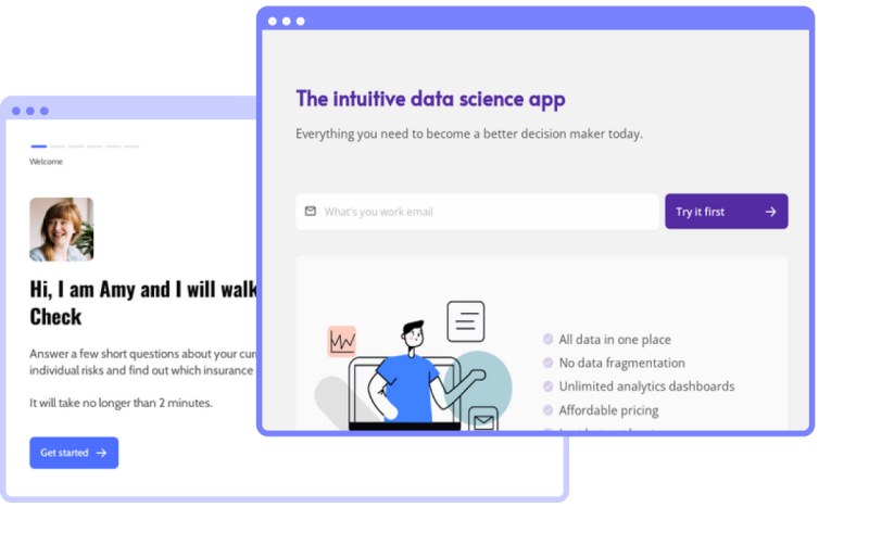 Heyflow-Screenshots – Datenwissenschafts-App