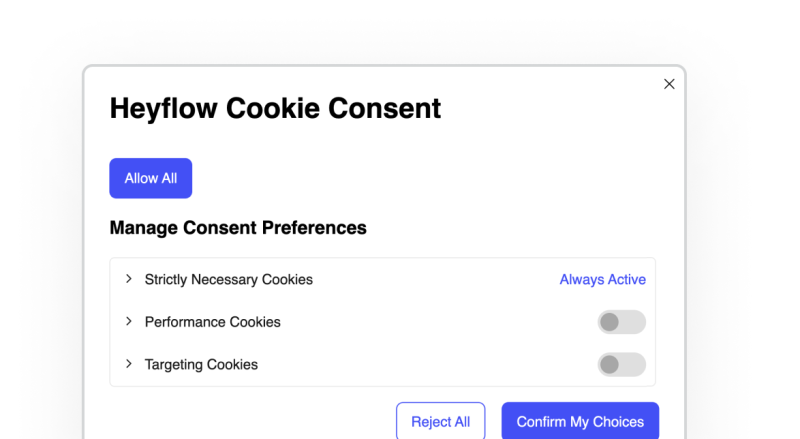 Heyflow screenshot - cookie consent preferences