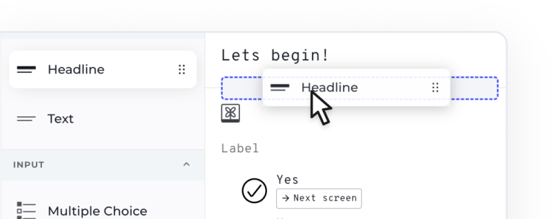 Heyflow screenshot - drag'n'drop editor