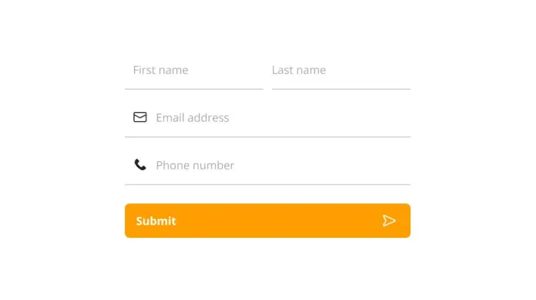 A simple form with first name, last name, email address and phone number fields