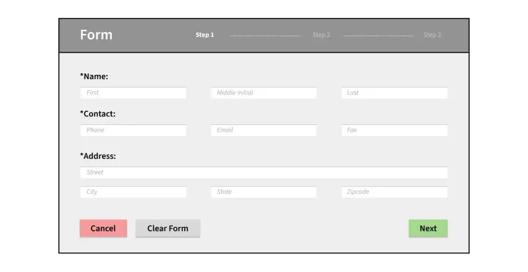 A grey generic form with a lot of contact detail fields
