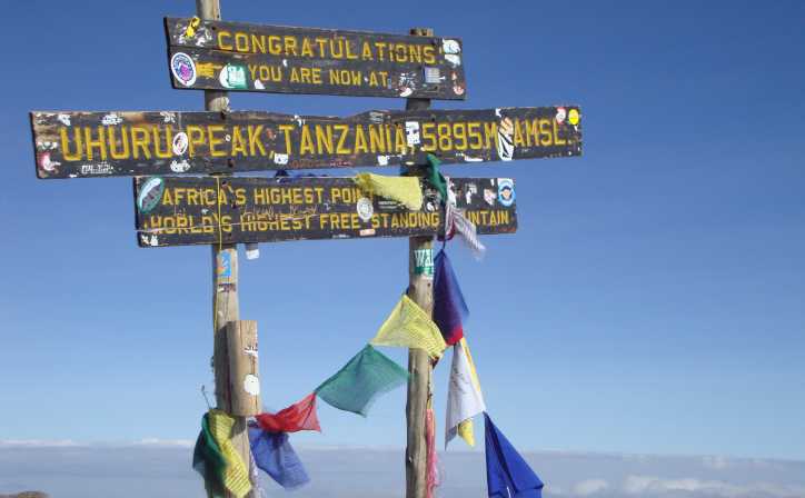 The highest point of Africa at 5895 meters above sea level - Uhuru Peak
