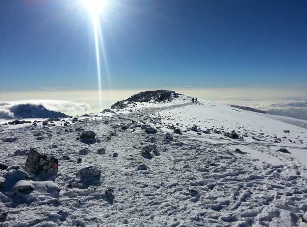 Point where trekkers find it hard to distinguish between clouds and snow! 