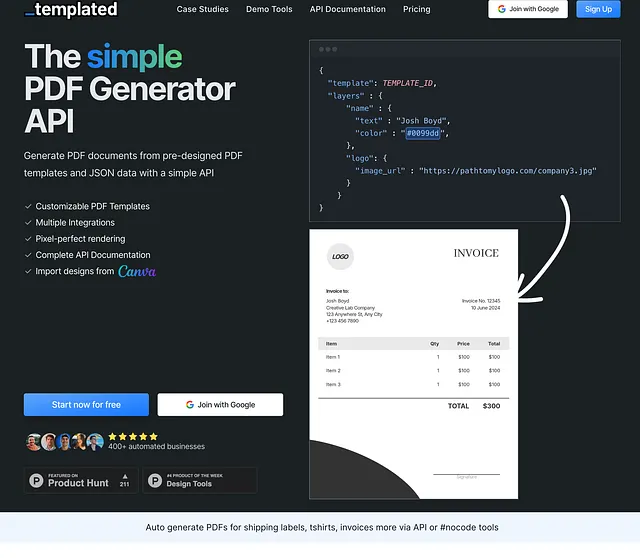Templated — Design-Friendly API for Dynamic PDF Documents