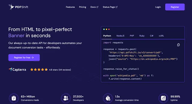 PDFShift — A Fast, Developer-Centric PDF Generation API