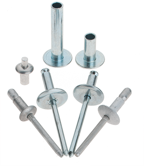 Seven different types of rivets