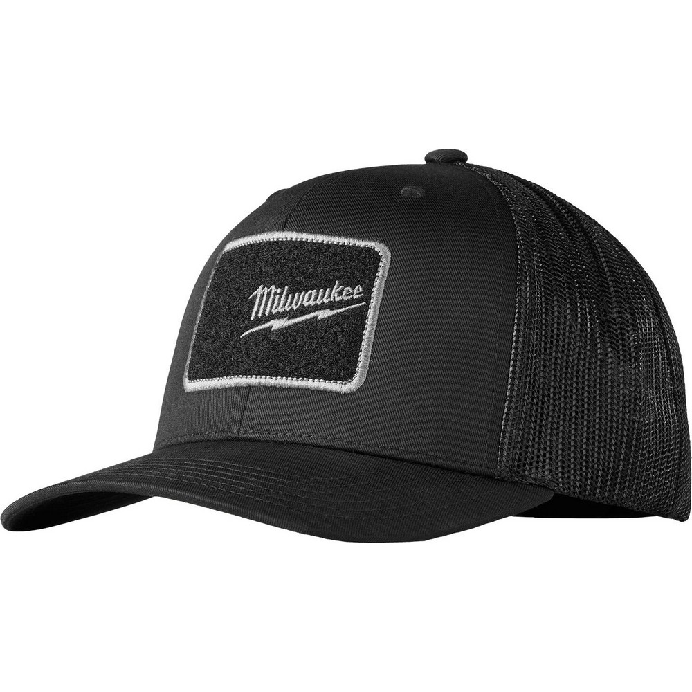 Black Milwaukee bump cap with mesh back and embroidered logo patch on front panel