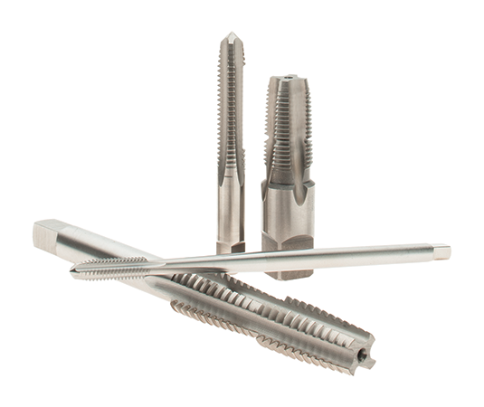 Assortment of four types of taps, including thread forming and long-reach styles.