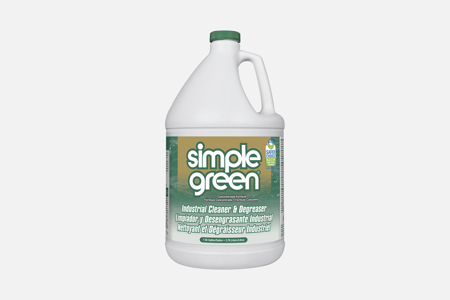 Eco-friendly jug of Simple Green cleaning solution