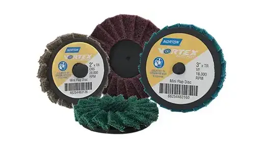 Collection of Norton Vortex Rapid Prep mini flap discs