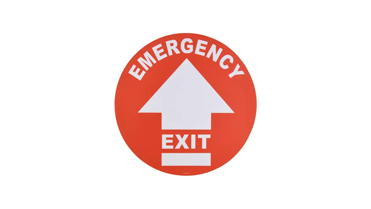 Adhesive Backed Floor Signs: Message Type: Exit, Entrance & Directional; Message or Graphic: ARROW, EMERGENCY EXIT