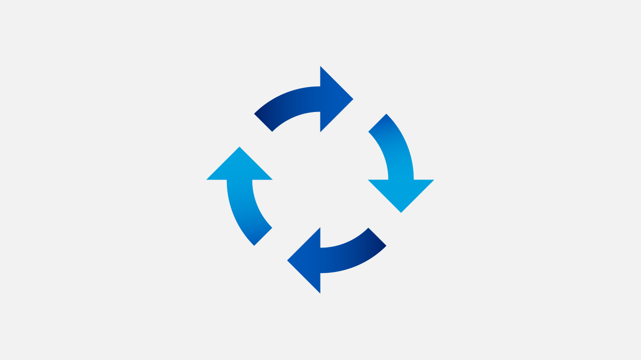 Four blue arrows arranged in a circular clockwise pattern, representing the 6S Lean Principle - Sustain.