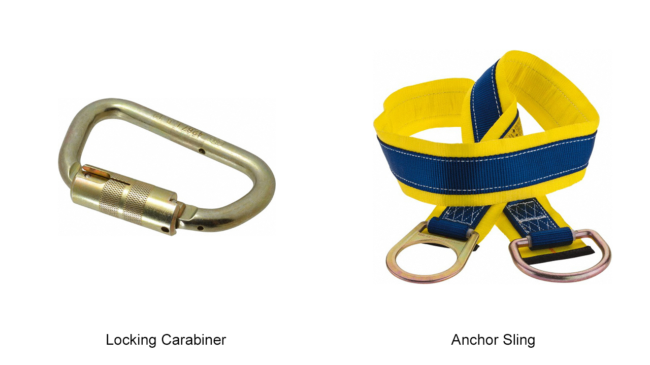 Locking carabiner and anchor sling