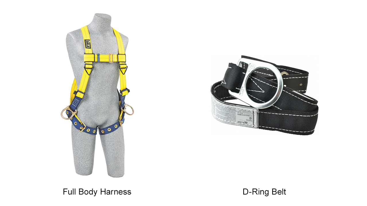 Full body harness and d-ring belt