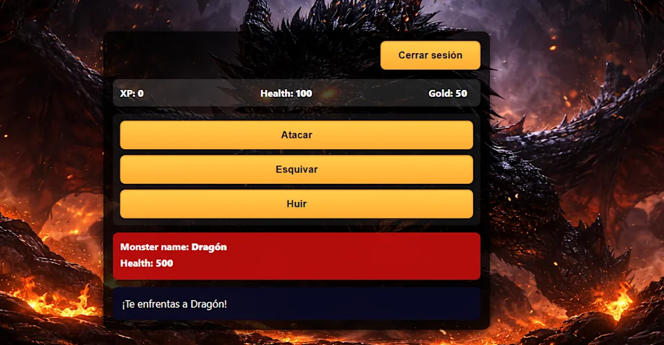 Dragon Repeller es un videojuego de rol tipo RPG con interfaz web, ambientación fantástica y sistema de progreso persistente