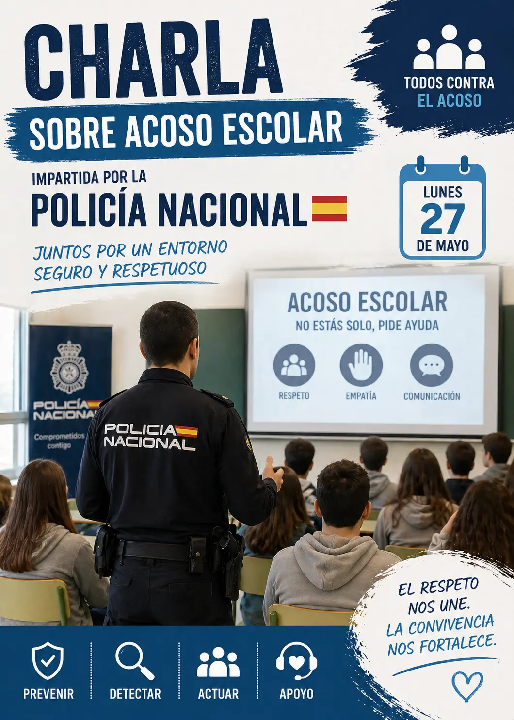 A Policía Nacional ofrece unha charla sobre acoso escolar y ciberseguridade no centro
