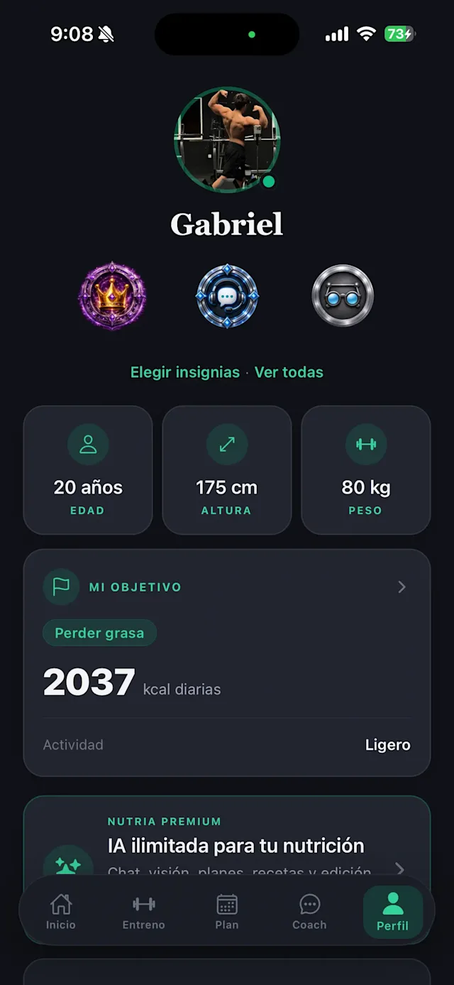 Asistente de nutrición y entrenamiento impulsado con IA