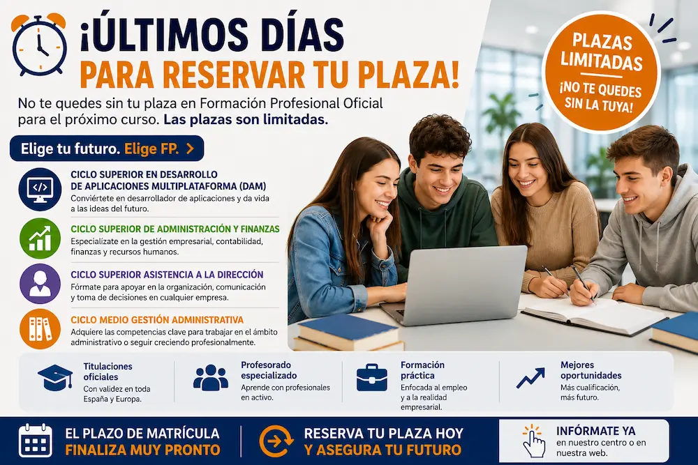 Últimos días para reservar a túa praza na FP Oficial!