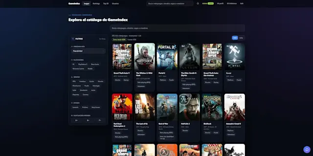 Descubre, valora y organiza tu colección de videojuegos.