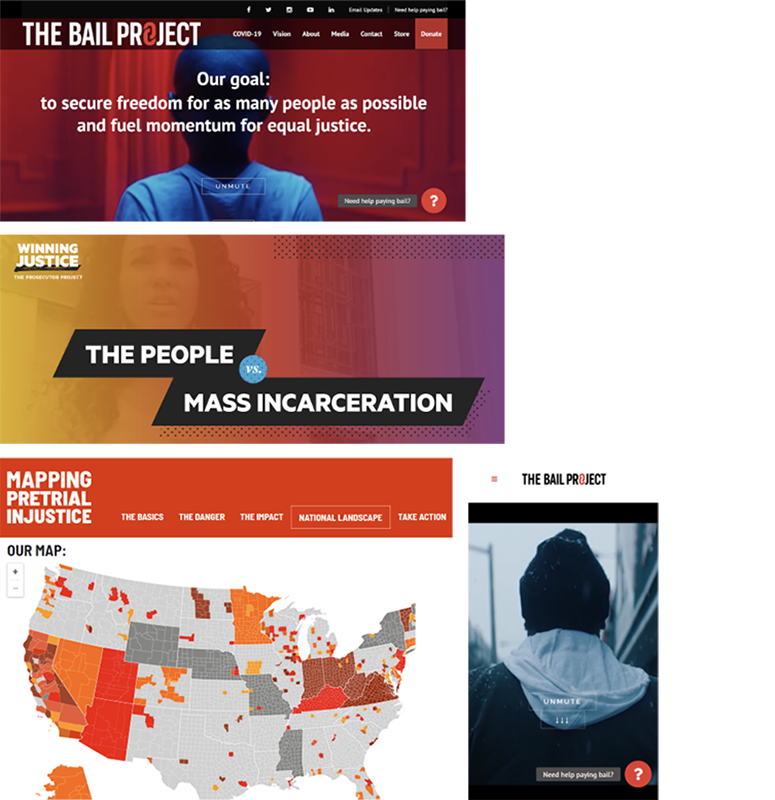 A collage of creative projects about bail reform.