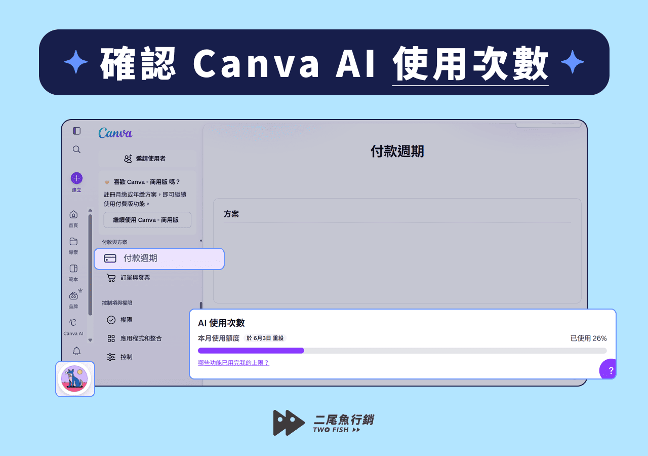 確認 Canva AI 使用次數