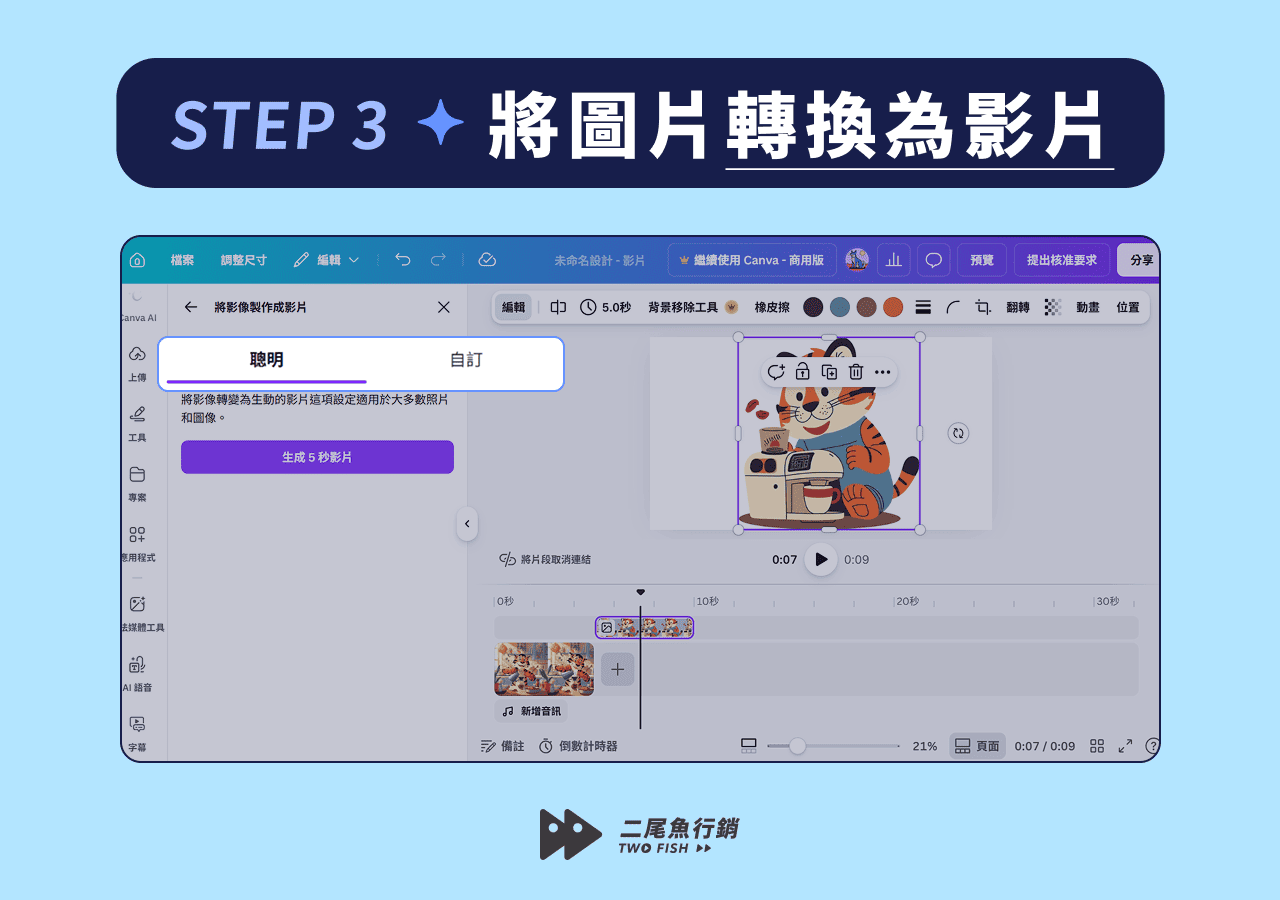 利用 Canva 工具將圖片轉換為影片