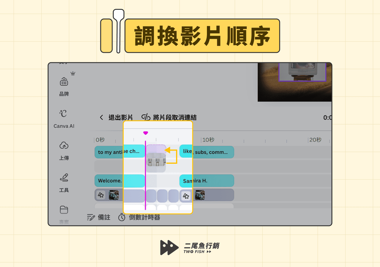 Canva 調換影片順序
