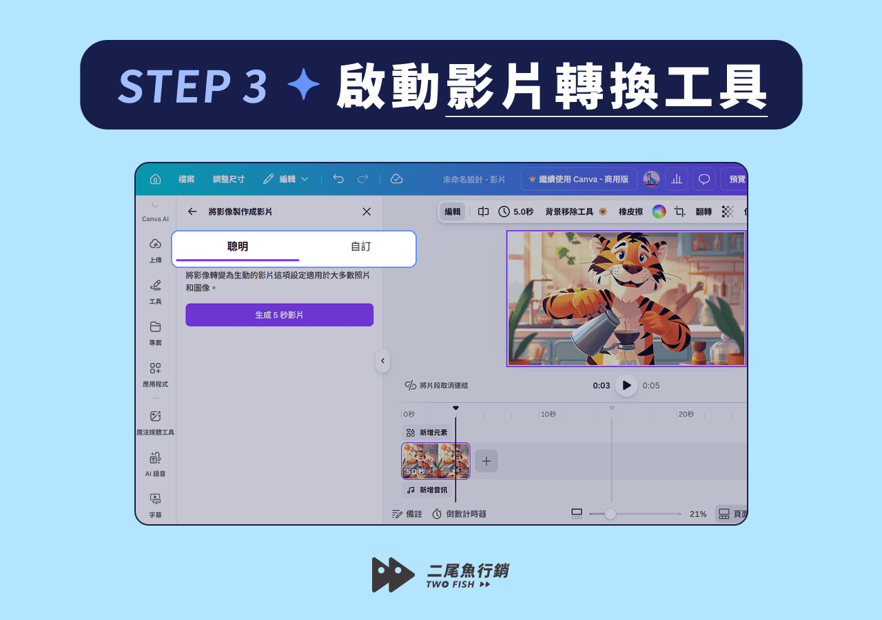利用 Canva 工具將照片轉換為影片