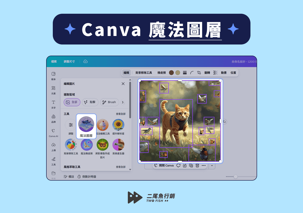 Canva 自動分離成多個圖層