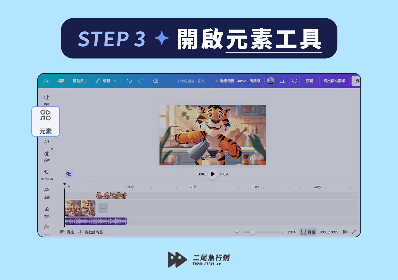 點選 Canva 元素工具