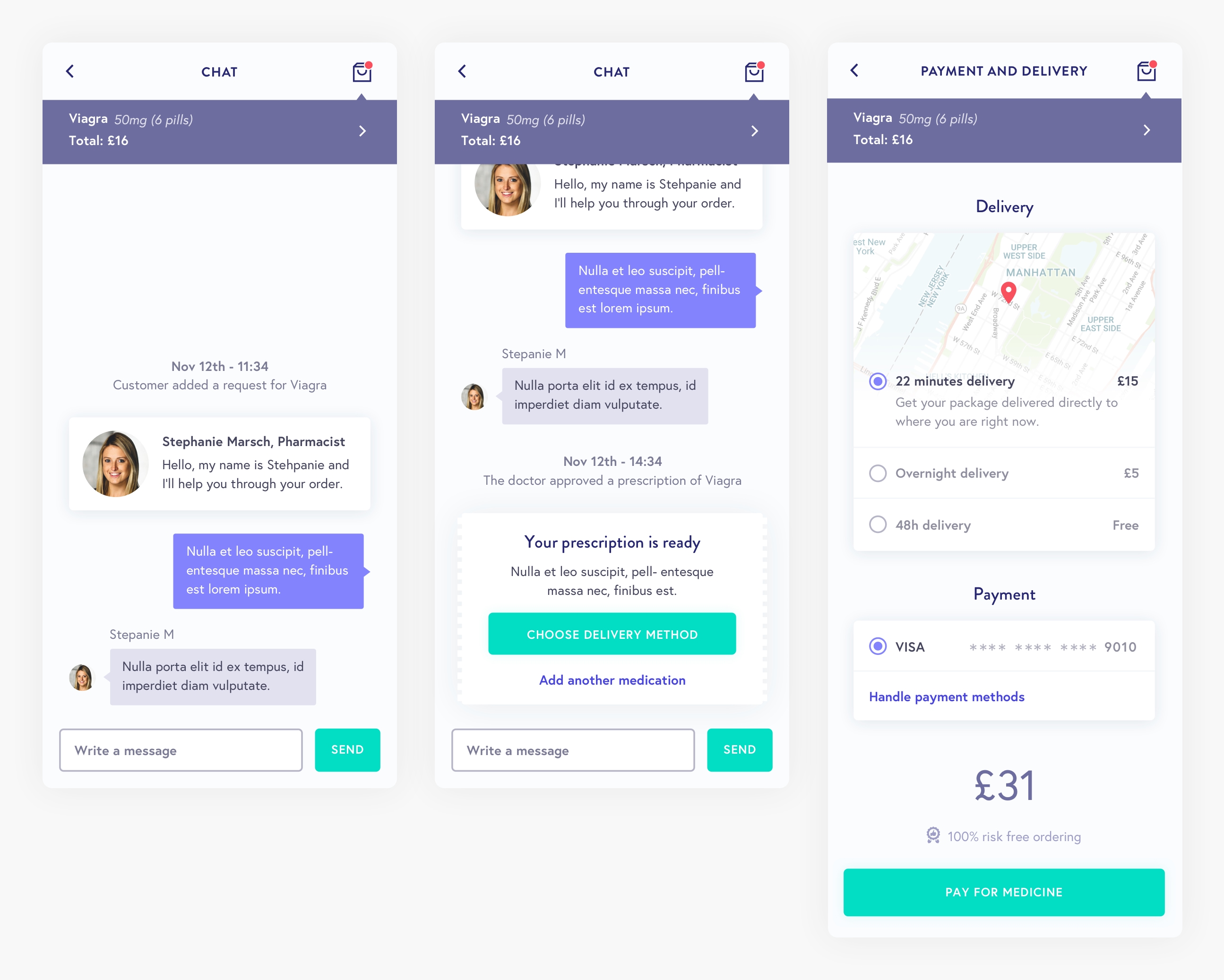 Ubermeds chat and payment