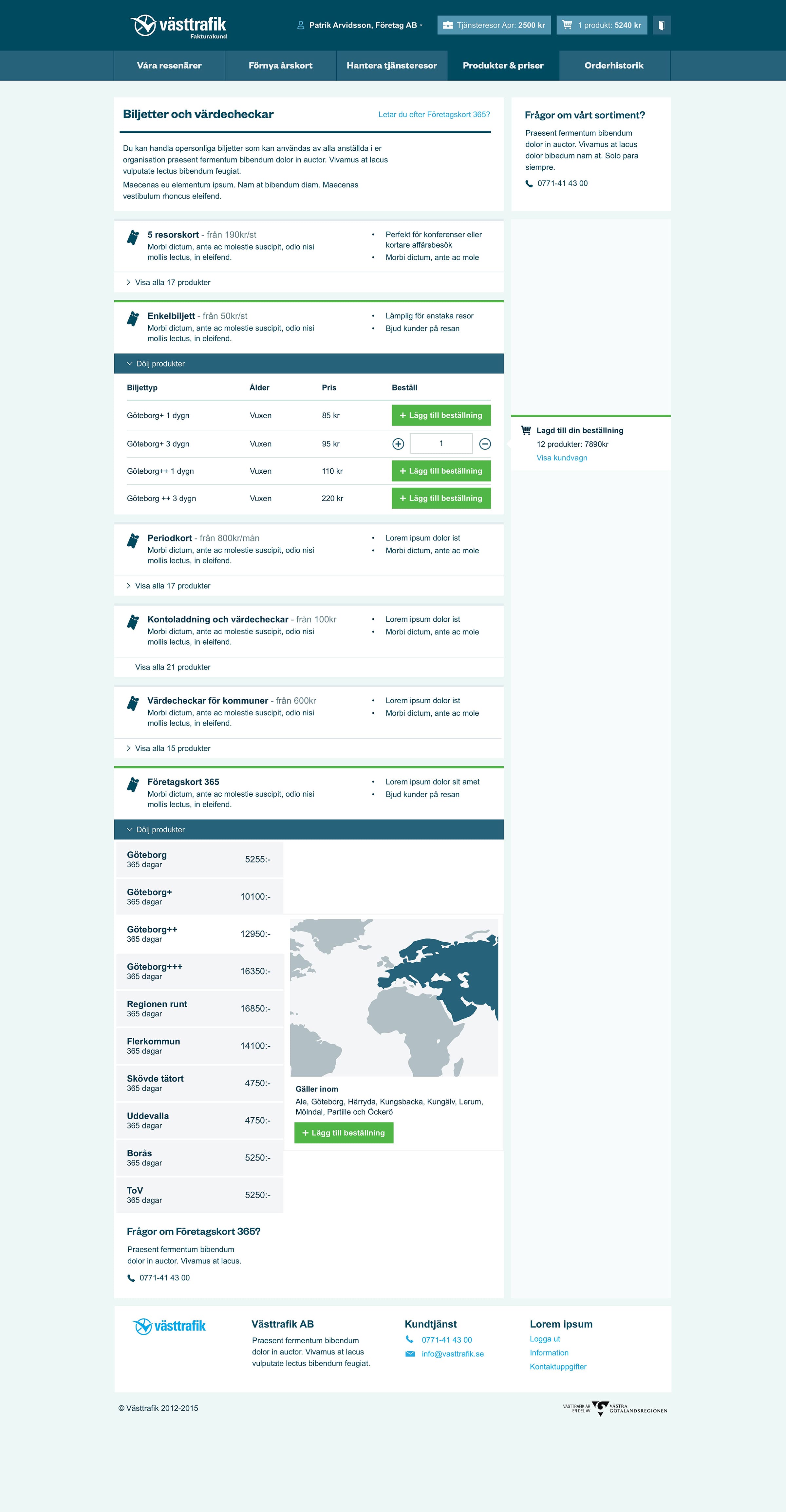 Västtrafik Portal desktop shop