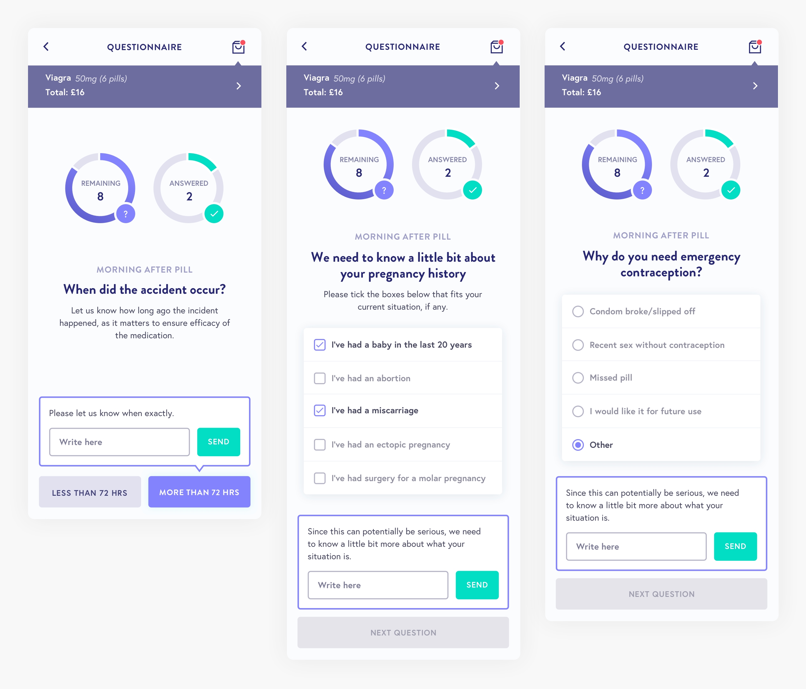 Ubermeds consultation screens