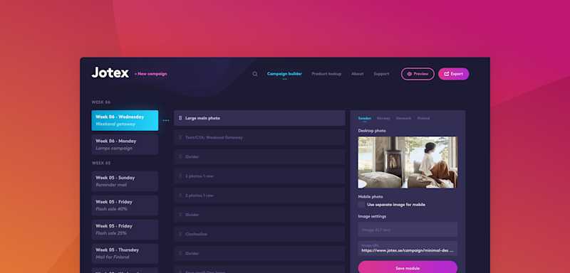 Improving the process of creating mail campaign newsletters for Jotex